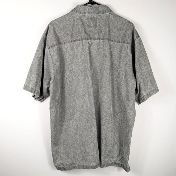 Panama Jack XL Gray All Over Tropical Print Button Down Shirt Mens Short Sleeve - Picture 3 of 3